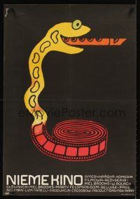 1b192 SILENT MOVIE Polish 23x33 '77 Marty Feldman, Dom DeLuise, art of wacky snake by Flisak!