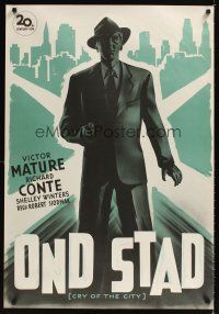 1b165 CRY OF THE CITY Swedish '48 film noir, cool c/u of Victor Mature,Richard Conte,Shelley Winters