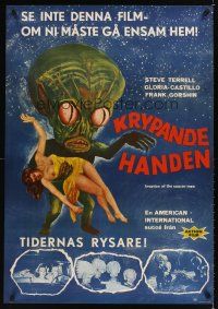 1b168 INVASION OF THE SAUCER MEN Swedish '57 classic AIP cabbage head alien & sexy girl art!