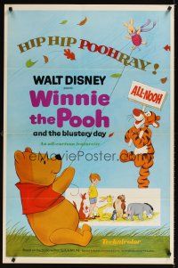 1b072 WINNIE THE POOH & THE BLUSTERY DAY 1sh '69 Christopher Robin, Tigger, Piglet, Eeyore!
