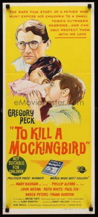 1c068 TO KILL A MOCKINGBIRD Aust daybill '62 Gregory Peck, from Harper Lee's classic novel!