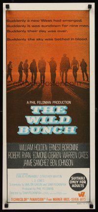 1c072 WILD BUNCH Aust daybill '69 Sam Peckinpah cowboy classic, William Holden & Ernest Borgnine!
