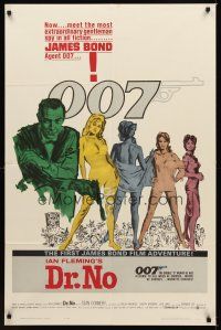 1c091 DR. NO white smoke 1sh '62 Sean Connery is the most extraordinary gentleman spy James Bond 007
