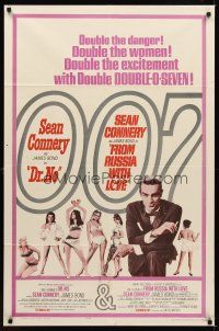 1c093 DR. NO/FROM RUSSIA WITH LOVE 1sh '65 Sean Connery is James Bond, double danger & excitement!