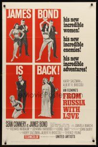 1c098 FROM RUSSIA WITH LOVE style B 1sh '64 Sean Connery as Ian Fleming's James Bond 007 is back!