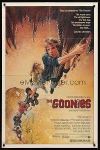 1c101 GOONIES 1sh '85 Steven Spielberg, Josh Brolin, teen adventure classic, Drew Struzan art!