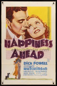1c104 HAPPINESS AHEAD 1sh '34 young Dick Powell loves Josephine Hutchinson in New York City!