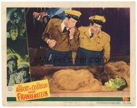 1c227 ABBOTT & COSTELLO MEET FRANKENSTEIN LC #2 '48 Bud & Lou stare at monster in packing crate!