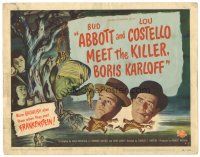 1c167 ABBOTT & COSTELLO MEET THE KILLER BORIS KARLOFF TC '49 art of scared Bud & Lou running!