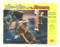 1c234 ABBOTT & COSTELLO MEET THE MUMMY LC #7 '55 great image of monster sneaking behind Lou!