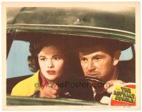 1c242 ASPHALT JUNGLE LC #2 '50 c/u of Sterling Hayden & Jean Hagen in car, John Huston classic!
