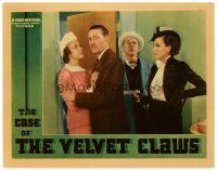 1c266 CASE OF THE VELVET CLAWS LC '36 sexy woman holds gun on Warren William as Perry Mason!