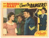 1c275 COME ON RANGERS LC '38 c/u of soldier Roy Rogers in uniform smiling at pretty Mary Hart!