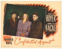 1c279 CONFIDENTIAL AGENT LC '45 Lauren 'The Look' Bacall between Victor Francen & George Coulouris!