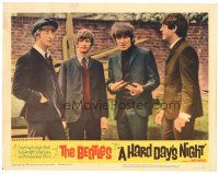 1c318 HARD DAY'S NIGHT LC #7 '64 great close up of all four Beatles standing around outside!