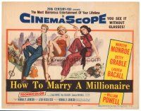 1c196 HOW TO MARRY A MILLIONAIRE TC '53 art of sexy Marilyn Monroe, Betty Grable & Lauren Bacall!