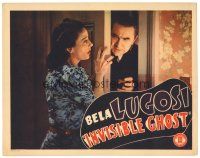 1c339 INVISIBLE GHOST LC '41 scared Polly Ann Young won't let Bela Lugosi into the room!