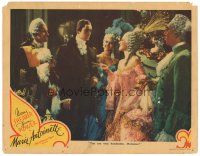 1c364 MARIE ANTOINETTE LC '38 pretty Norma Shearer calls Tyrone Power handsome at fancy party!