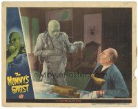 1c373 MUMMY'S GHOST LC '44 Frank Reicher stares at paralyzed monster Lon Chaney clutching his chest!