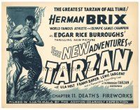 1c206 NEW ADVENTURES OF TARZAN chapter 11 TC '35 cool image of Bruce Bennett wrestling leopard!