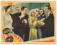 1c393 RECKLESS LC '35 William Powell watches desperately gay Jean Harlow put on a showl