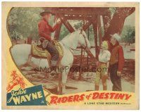 1c396 RIDERS OF DESTINY LC #7 R47 cool image of John Wayne on horseback, Cecilia Parker!