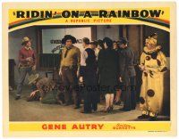 1c397 RIDIN' ON A RAINBOW LC '41 Gene Autry & Smiley Burnette stare at shifty looking clown!