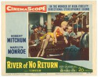 1c402 RIVER OF NO RETURN LC #5 '54 cowboys in saloon watch sexy Marilyn Monroe singing on piano!