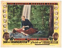 1c426 SON OF FRANKENSTEIN/BRIDE OF FRANKENSTEIN LC #4 '48 Karloff as monster w/girl in forest!