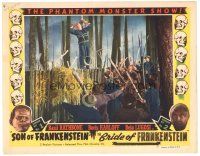 1c425 SON OF FRANKENSTEIN/BRIDE OF FRANKENSTEIN LC #7 '48 Karloff as the monster tied up by mob!