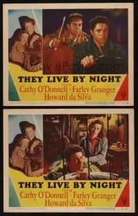 1c165 THEY LIVE BY NIGHT 2 LCs '48 Nicholas Ray film noir classic, Farley Granger, Cathy O'Donnell!