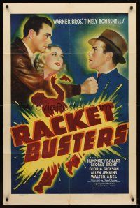 1c120 RACKET BUSTERS 1sh '38 mobster Humphrey Bogart blackmails George Brent into joining him!