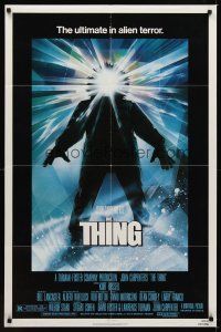 1c134 THING 1sh '82 John Carpenter, cool sci-fi horror art by Drew Struzan!