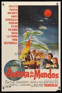 1c142 WAR OF THE WORLDS Spanish/U.S. 1sh R65 H.G. Wells classic produced by George Pal, cool art!