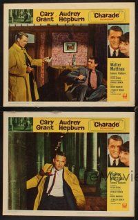 1c149 CHARADE 8 LCs '63 James Coburn, Cary Grant & sexy Audrey Hepburn, Stanley Donen!