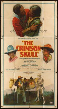 1d088 CRIMSON SKULL 3sh '21 stone litho of cowboys Anita Bush & Lawrence Chenault + cool skeleton!