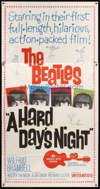 1d092 HARD DAY'S NIGHT 3sh '64 great image of The Beatles, rock & roll classic!