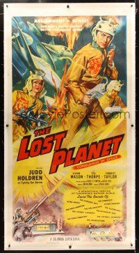 1d163 LOST PLANET linen 3sh '53 cool sci-fi serial art, never before such science fiction thrills!