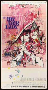 1d093 MY FAIR LADY 3sh '64 classic art of Audrey Hepburn & Rex Harrison by Bob Peak!