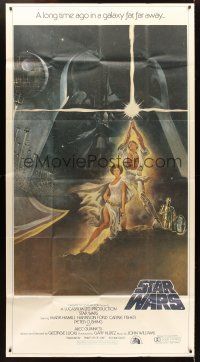 1d094 STAR WARS 3sh '77 George Lucas classic sci-fi epic, great art by Tom Jung!