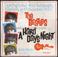 1d012 HARD DAY'S NIGHT 6sh '64 great image of The Beatles, rock & roll classic!
