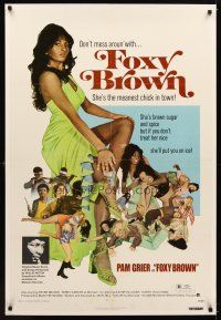 1d118 FOXY BROWN 1sh '74 don't mess with Pam Grier, meanest chick in town, she'll put you on ice!