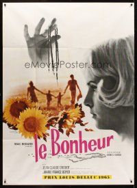 1d077 HAPPINESS French 1p '65 Agnes Varda's Le Bonheur, art by Georges Kerfyser!