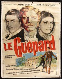 1d244 LEOPARD linen French 1p '63 Visconti's Il Gattopardo, Burt Lancaster, different Gonzalez art!