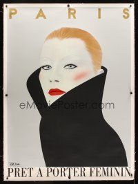 1d189 PARIS PRET A PORTER FEMININ linen signed 46x62 French advertising poster '81 by artist Razzia