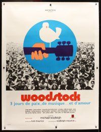 1d254 WOODSTOCK linen French 1p '70 great image of the most famous rock & roll concert ever + art!