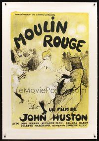 1d226 MOULIN ROUGE linen French 31x47 R80s Jose Ferrer as Toulouse-Lautrec, different Gaborit art!