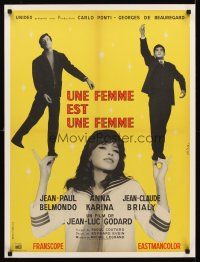 1d129 WOMAN IS A WOMAN French 23x32 '61 Jean-Luc Godard, Jean-Paul Belmondo, sexy Anna Karina!