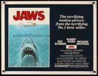 1d025 JAWS 1/2sh '75 art of Steven Spielberg's classic man-eating shark attacking sexy swimmer!