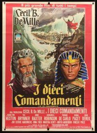 1d223 TEN COMMANDMENTS linen Italian 1p R68 Cecil B. DeMille classic, Charlton Heston & Yul Brynner